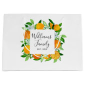 オレンジフルーツと花夏フローラ植物学 ラージペーパーバッグ (正面)