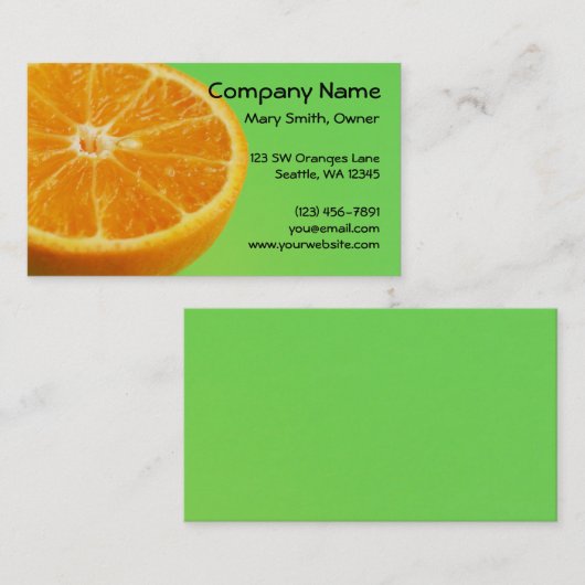 オレンジフルーツの半分の切れ 名刺 (正面/裏面)