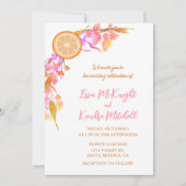 オレンジフルーツウォーターカラーワイルドフラワーフローラ 招待状 (正面)