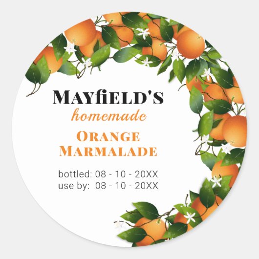 オレンジフルーツキャニング | Jam Jarラベル ラウンドシール (正面)