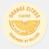 オレンジフルーツスライスカスタム自家製製品フレーバー ラウンドシール (正面)