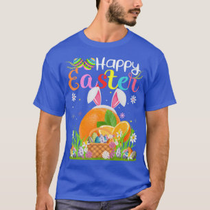 オレンジフルーツバニーエッグ狩りおもしろいオレンジハッピー Tシャツ