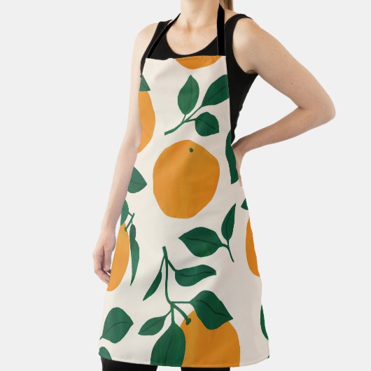 オレンジフルーツパターンイラストレーション エプロン (インサイチュ)