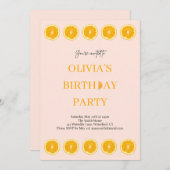 オレンジフルーツフレッシュバースデーパーティーの招待 招待状 (正面/裏面)