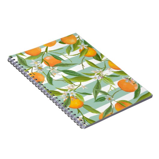 オレンジフルーツフローラ:シームレスヴィンテージ。 ノートブック (右側)