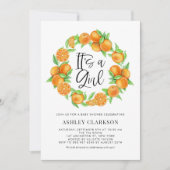 オレンジフルーツリースサマーガールベビーシャワー 招待状 (正面)