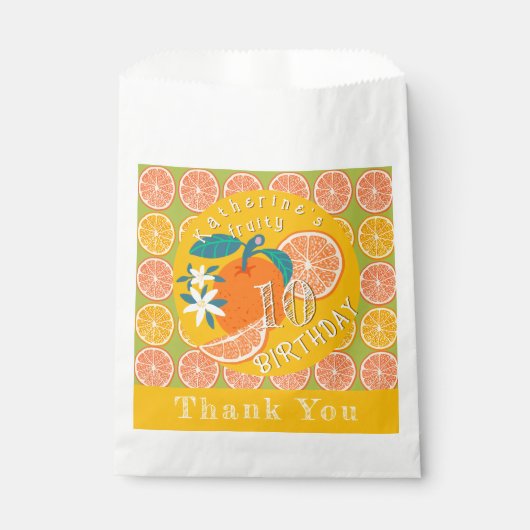 オレンジフルーティ誕生日グリーン フェイバーバッグ (正面)