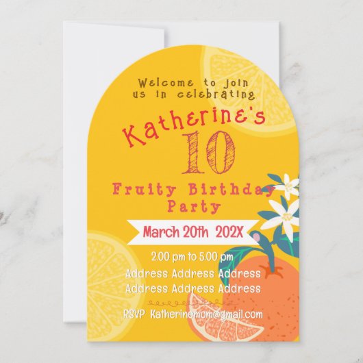 オレンジフルーティ誕生日招待状 招待状 (正面)