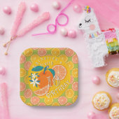 オレンジフルーティ誕生日紙プレート ペーパープレート (パーティー)