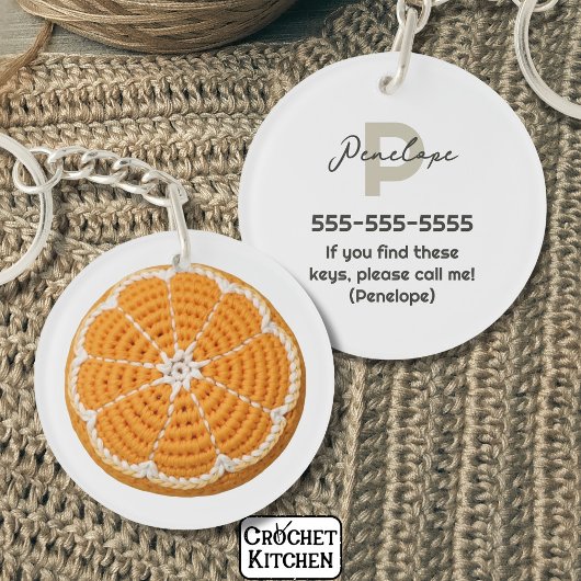 オレンジフレッシュモダンクロシェミニマルオレンジスライス キーホルダー