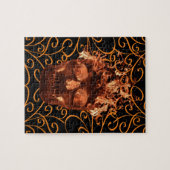 オレンジフレーミングファイアスカルアート ジグソーパズル (横)