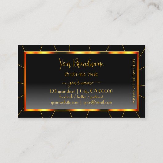 オレンジフレームカジュアルブラックグラディエント高級アイデンティティ 名刺 (裏面)