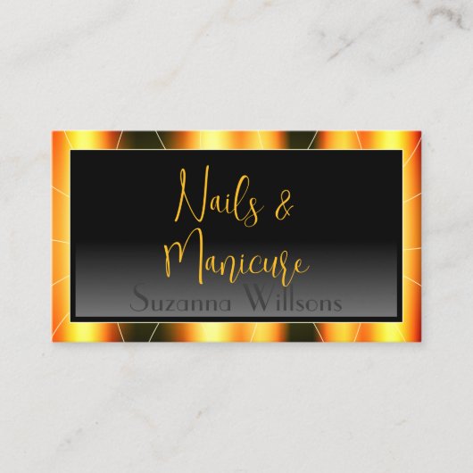 オレンジフレームカジュアルブラックグラディエント高級アイデンティティ 名刺 (正面)