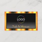 オレンジフレームカジュアルブラックグラデーション追加ロゴのラグジュアリー 名刺 (正面)