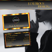 オレンジフレームカジュアルブラックグラデーション追加ロゴのラグジュアリー 名刺