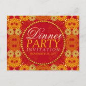 オレンジフロレットディナーパーティー招待状はがき インビテーションポストカード (正面)