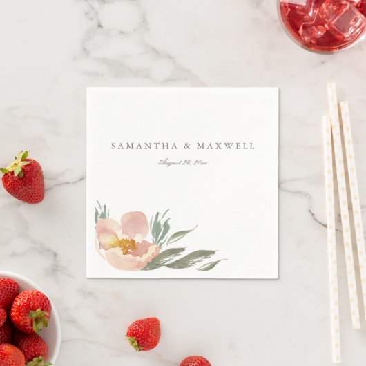 オレンジフローラウォーターカラーテンプレートナプキン スタンダードカクテルナプキン (インサイチュ)