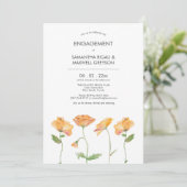 オレンジフローラウォーターカラーポピー婚約パーティ 招待状 (スタンド正面)