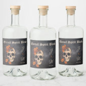 オレンジフローラエレガントスカルモノグラ結婚ム リキュールボトルラベル (ボトル)