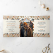 オレンジフローラオールインワンアンドカラジシーク結婚ズ 三つ折り招待状 (内部)