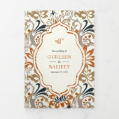 オレンジフローラオールインワンアンドカラジシーク結婚ズ 三つ折り招待状 (カバー)