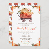 オレンジフローラカボチャートラック赤ちゃんシャワー 招待状 (正面/裏面)