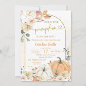 オレンジフローラカボチャ秋のベビーシャワー 招待状 (正面)