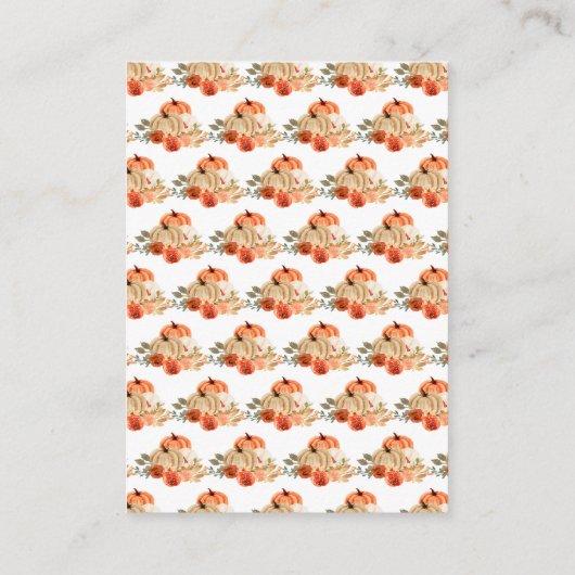 オレンジフローラカボチャ赤ちゃんシャワーおむつラッフル エンクロージャーカード (裏面)