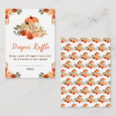 オレンジフローラカボチャ赤ちゃんシャワーおむつラッフル エンクロージャーカード (正面/裏面)