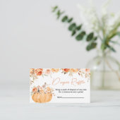 オレンジフローラカボチャ赤ちゃんシャワーおむつラッフル エンクロージャーカード (スタンド正面)