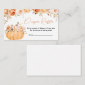 オレンジフローラカボチャ赤ちゃんシャワーおむつラッフル エンクロージャーカード (正面/裏面)