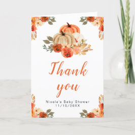 オレンジフローラカボチャ赤ちゃんシャワー サンキューカード