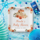 オレンジフローラカボチャ赤ちゃんシャワー ペーパープレート (パーティー)