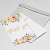 オレンジフローラガールベビーシャワーありがとうフラットカード サンキューカード