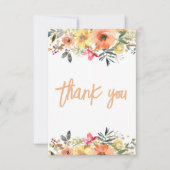 オレンジフローラガールベビーシャワーありがとうフラットカード サンキューカード (正面)