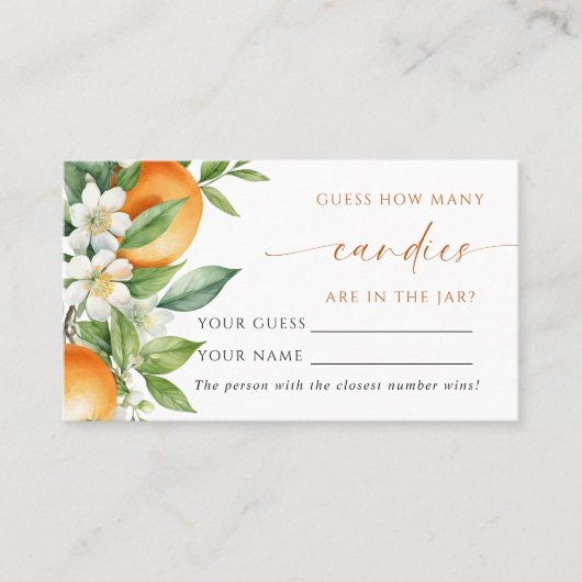 オレンジフローラキャンディースシャワーゲームカードの数 プレイスカード (正面)