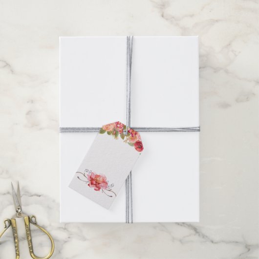 オレンジフローラギフトラベル、カスタマイズ可能な文字、 ギフトタグ