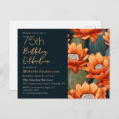 オレンジフローラグリーンサボテン海軍75誕生日 インビテーションポストカード (正面/裏面)