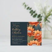 オレンジフローラグリーンサボテン海軍75誕生日 インビテーションポストカード (スタンド正面)