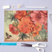 オレンジフローラジャンクジャーナルの切り離し 薄葉紙 (クラフト)