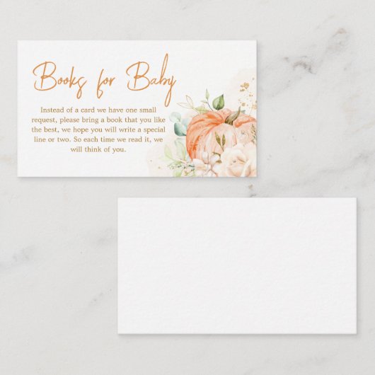 オレンジフローラスウィートリトルカボキンブックスベビー エンクロージャーカード (正面/裏面)