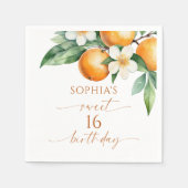 オレンジフローラスウィート16バースデーパーティー スタンダードカクテルナプキン (正面)
