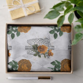 オレンジフローラスケルトントーソスオンホワイトデコページ 薄葉紙 (ギフト)