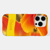 オレンジフローラチューリップフラワー花びら名前をカスタムする Case-Mate iPhoneケース (裏面 (横))