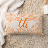 オレンジフローラテネシー一緒にあなたの州"私たち" ランバークッション (ブランケット)