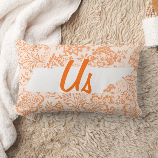 オレンジフローラテネシー一緒にあなたの州"私たち" ランバークッション (ブランケット)