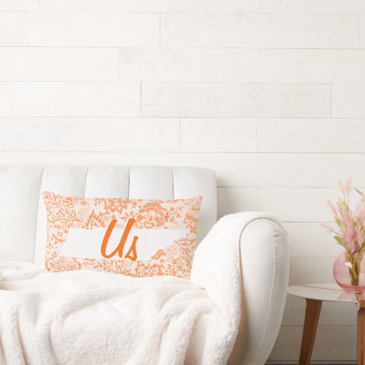 オレンジフローラテネシー一緒にあなたの州"私たち" ランバークッション (ソファ)