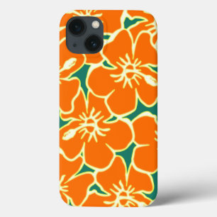 オレンジフローラハイビスカスハワイアンフラワーズフォンケース iPhone 13ケース
