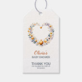 オレンジフローラハートサンキューベイビーシャワー ギフトタグ (正面)
