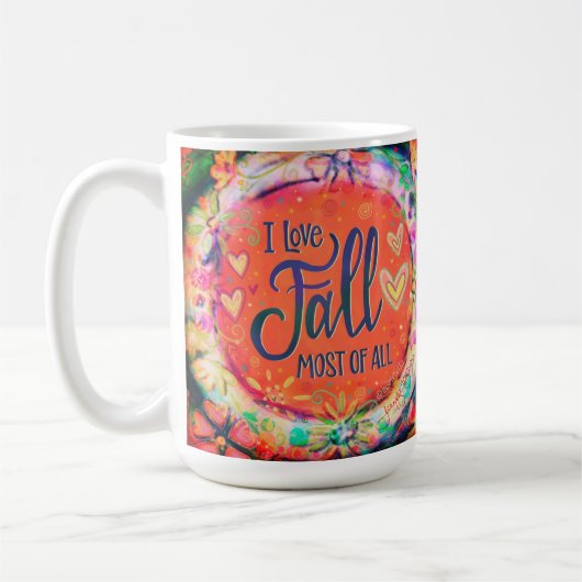オレンジフローラハートI愛秋インスピリシティ コーヒーマグカップ (左)